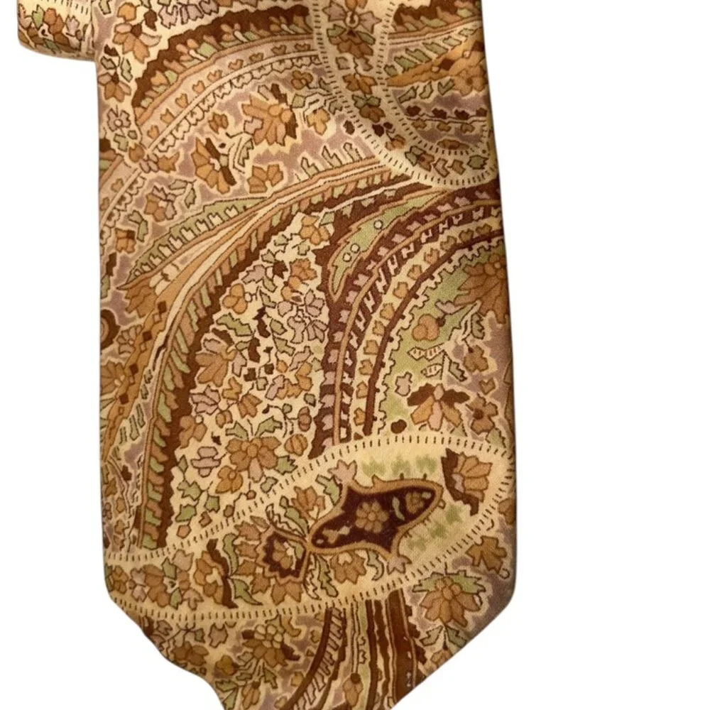 Liberty England Vintage cotton tan brown paisley tie